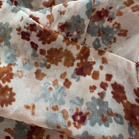 Elle 3X-Large Top Floral Semi-Sheer Ruffled V-Neck 3/4 Balloon Sleeves Multi - Picture 10 of 11